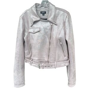 LulaRoe Metallic Pink Moto Jacket 142161 Biker Bikercore Grunge Punk Size M